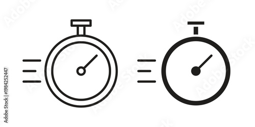 Time fast icon simple black and white line and clip art illustrations