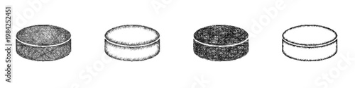 Sketch hockey puck icon design set
