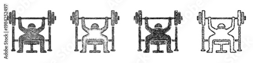 Sketch bench press icon design set