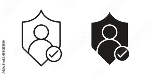 User Privacy icon simple black and white line and clip art illustrations