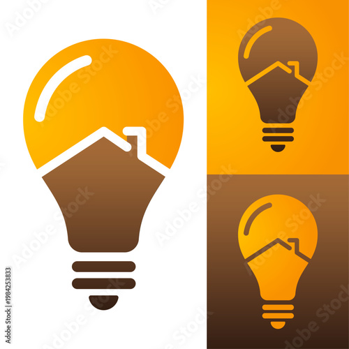 Business idea light bulb with growth arrow chart, financial analytics logo vector