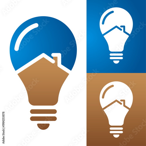 Creative idea light bulb with data growth line, startup innovation logo design