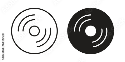 Vinyl icon simple black and white line and clip art illustrations