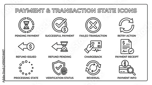 Payment and Transaction State Icons Set.