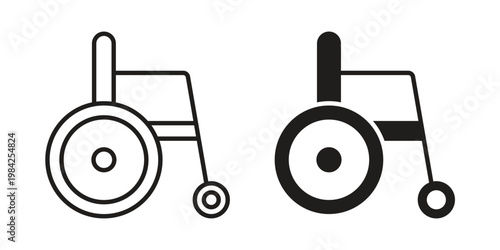 Wheelchair icon simple black and white line and clip art illustrations