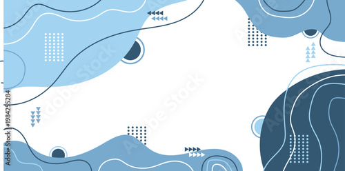 Abstract waves in soft blues and whites flow across the frame