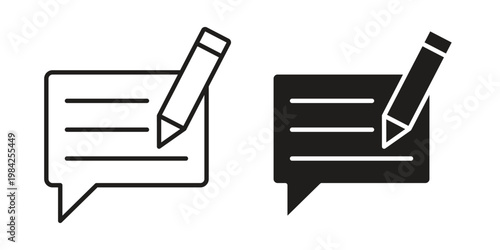 Writing feedback icon simple black and white line and clip art illustrations