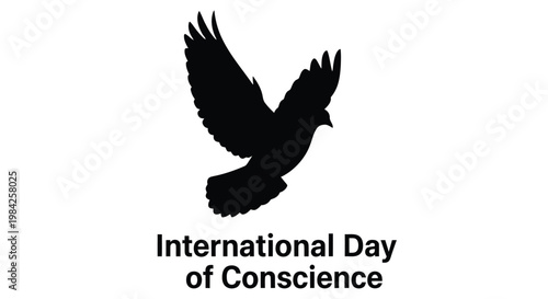 Silhouette of a bird in flight with text commemorating conscience day