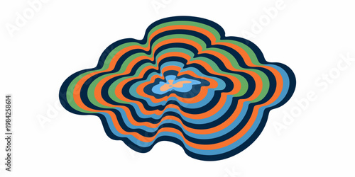 Multicolor abstract graphic with concentric wavy ring shapes abstract concentric colorful background illustration decorative backdrop geometric structure psychedelic creative modernist