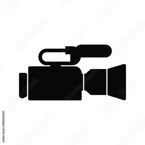 Professional video camera silhouette and movie camcorder icon for film production.