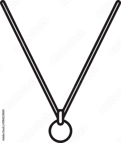 Simple necklace, a minimalist line art illustration, depicting elegance and sophistication. The pendant, subtly resting, hinting at understated luxury.