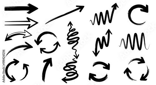 Black arrows, hand-drawn various directions and styles