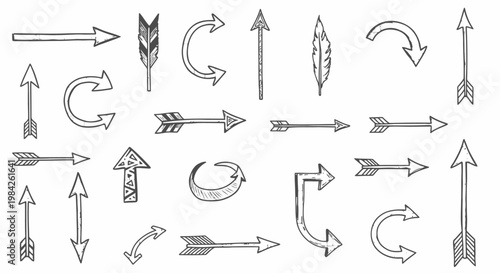 Hand-drawn arrows and arrow various styles and directions directional symbols