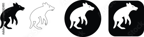 Cute quokka silhouette and line art icons of small Australian marsupial for wildlife conservation branding vector