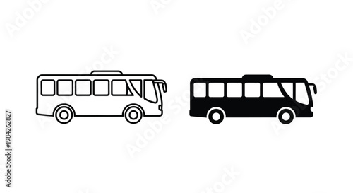 Modern passenger bus vector illustration graphic design showcasing transport icons for public transit and travel applications.