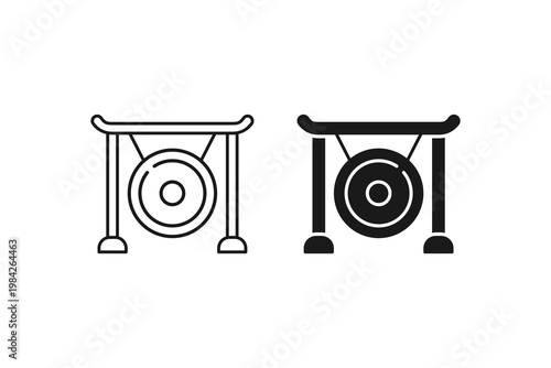 Traditional Bronze Gong Musical Instrument with Stand Icon