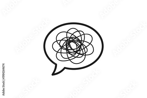 Speech Bubble with Tangled Scribble Line Confusion Icon