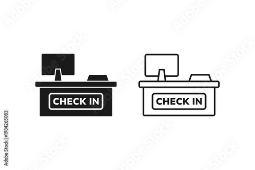 Hotel Reception or Airport Check-In Counter Desk Icon