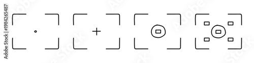 Camera focus frames and targeting reticles icons set