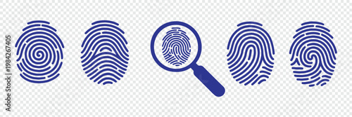
biometric fingerprint scan security icon set