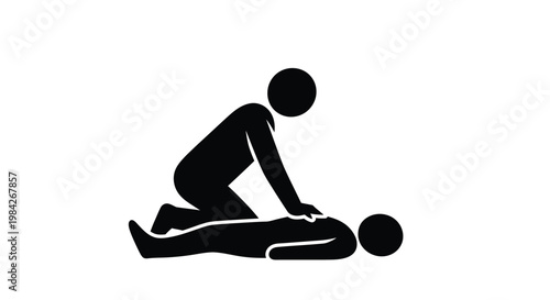 A stark black silhouette depicts a person giving another a back massage showcasing human connection and wellness silhouette high quality professional detailed modern elegant