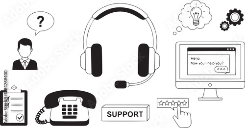 Customer support headset phone computer