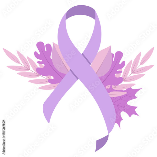 Lavender Awareness Ribbon with Floral Design