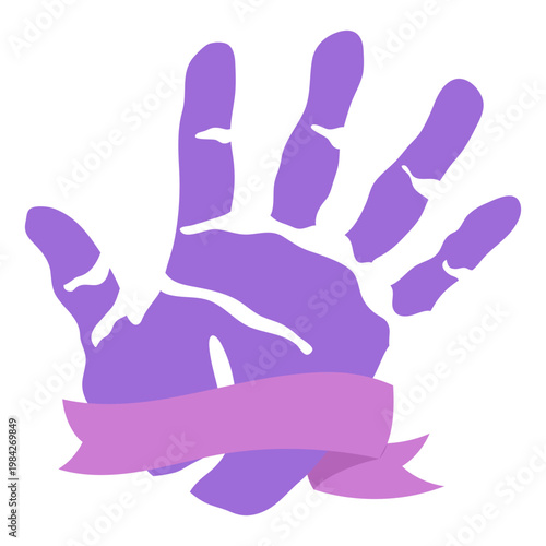 Purple Handprint Awareness Ribbon Symbol