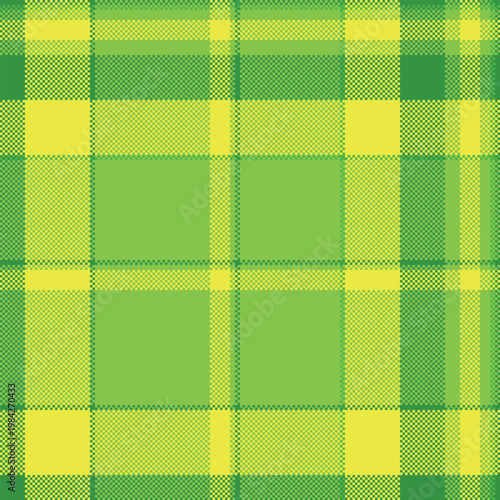Yard textile background fabric, famous pattern check tartan. Table cloth seamless plaid texture vector in green and lime colors.