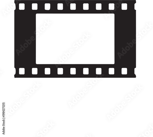 Film strip icon, black filmstrip, movie frame, cinematic element, vector graphics