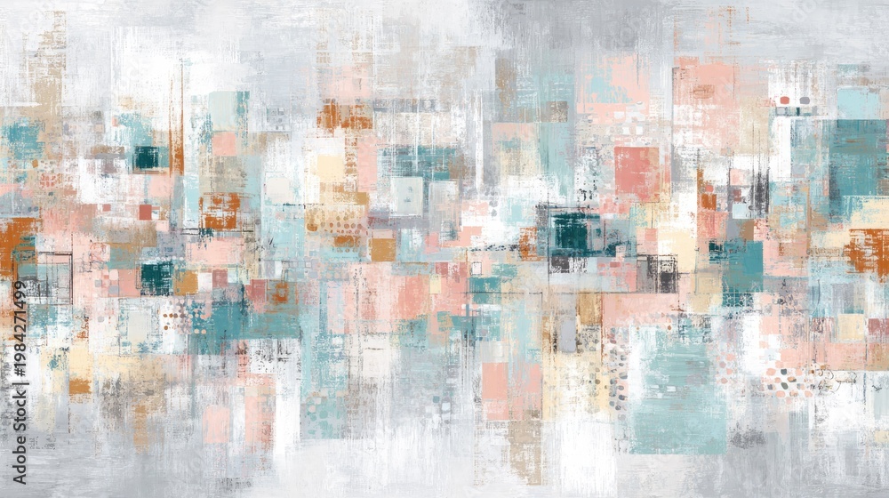 Obraz premium Abstract composition featuring pastel colors overlaid with distressed textural elements.