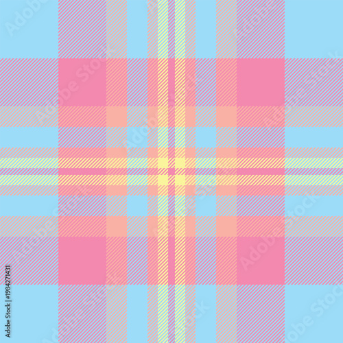 Man seamless background vector, drapery tartan texture textile. Fashioned plaid check pattern fabric in red and cyan colors.