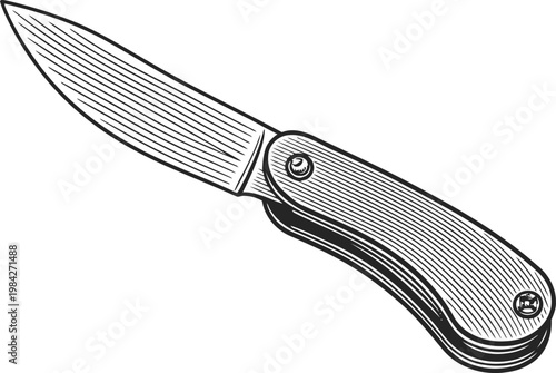 Classic folding pocket knife with wooden handle, sharp blade in open position