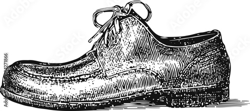 vintage leather dress shoe with laces, classic menswear footwear illustration