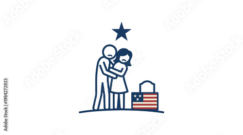 Grieving Couple at Military Cemetery
