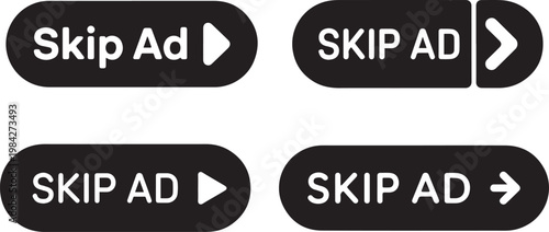 Skip ad button with play icon for video advertisements and online content.