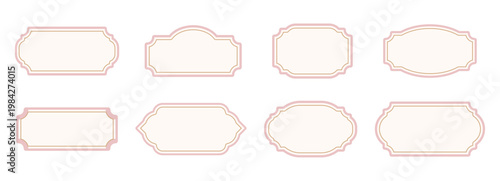 Vintage label set, elegant art deco frame, banner. Classic tags for handmade branding and rustic packaging. Sale sticker, certificate retro emblem 