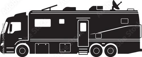 Motorhome, RV, recreational vehicle, travel trailer, vector illustration
