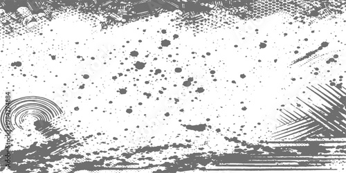 Abstract an artistic grayscale texture with unique paint splashes and brush strokes, artistic design with grunge elements creating a visually compelling backdrop.