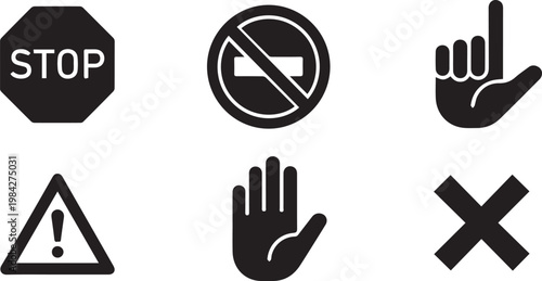 Prohibited and stop sign icon set with no symbol warning restriction and ban signs vector