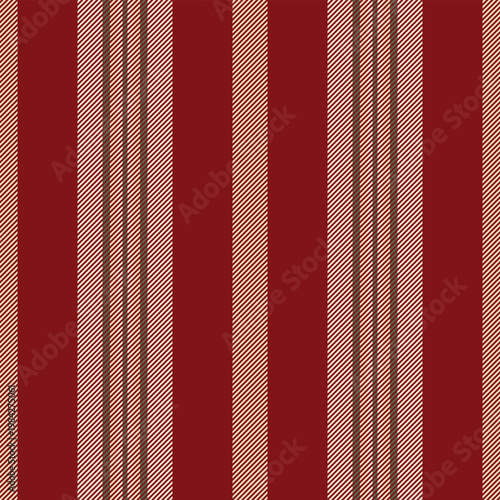 Clothes background fabric vector, dining pattern lines texture. Hunter vertical stripe seamless textile in maroon and papaya whip colors.