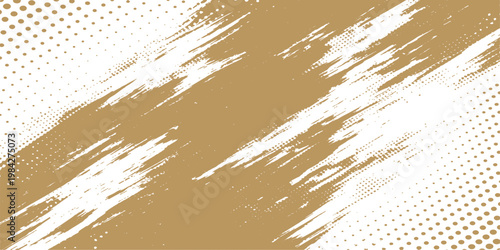 Abstract a dynamic background features a blend of abstract brushstrokes in shades of gold and dots, a stunning visual element.