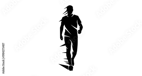 Pedestrian walking silhouette icon in circular sign style for navigation safety and urban movement vector design