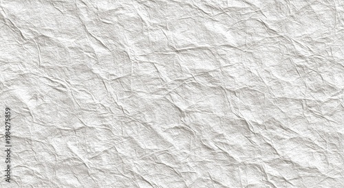 A close-up view showcases the intricate texture of crumpled white paper, revealing a complex interplay of folds, creases, and subtle tonal variations.