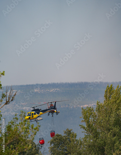 Helicopter Efforts in Fighting Forest Fire from Above