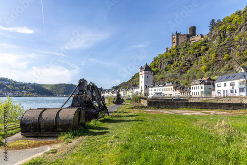 Wallpaper Mural scenic view to city of St. Goarshausen island of  in the middle Rhine valley in Germany Torontodigital.ca