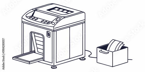 Professional high volume document scanner and paper collection basket with document collection equipment technology business workplace automation management processing organization hardware