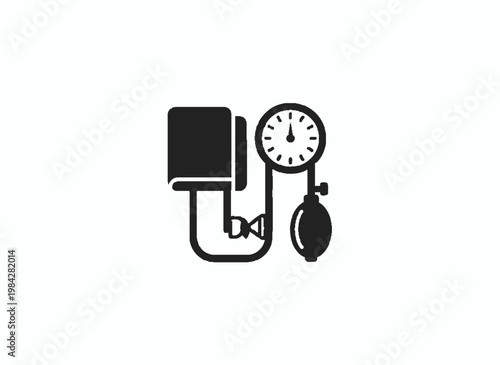 Blood Pressure Monitoring Symbol: A simple yet informative depiction of a blood pressure monitoring device, commonly used in healthcare to measure and assess an individual's vital signs. 
