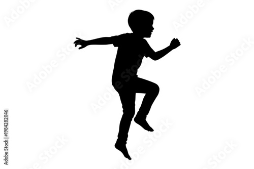 Energetic Silhouette of Playful Child: A dynamic silhouette captures the pure energy and exuberance of childhood, as a child leaps joyfully.