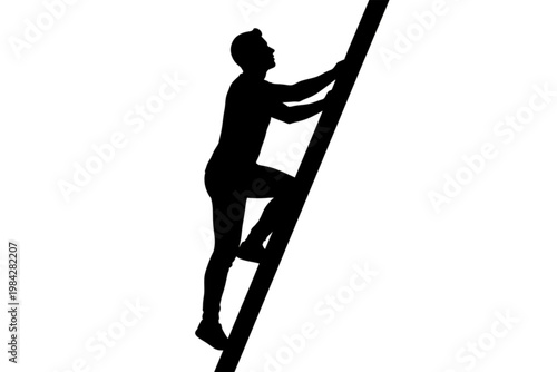 Ascending to New Heights: An individual determinedly climbs a towering ladder, a silhouette against the backdrop, symbolizing ambition, progress, and unwavering pursuit.
